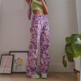 Lizakosht Vintage Heart Printed Graphic High Waist Jeans Straight Y2K Grunge Fairycore Denim Trousers 90s Aesthetic Women Pants